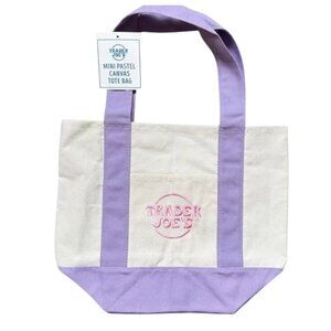💜NWT: Trader Joe’s Mini Pastel Canvas Tote Bag –PURPLE✨